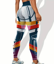 Load image into Gallery viewer, Color Block Print High Waist Sports Leggings