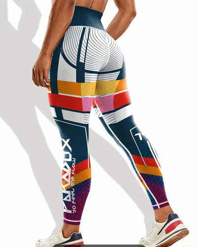 Color Block Print High Waist Sports Leggings