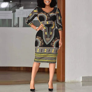 Afrocentric Daishiki Printed Dress (Multiple Colors Available/Size S-XXXL)