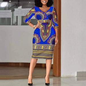 Afrocentric Daishiki Printed Dress (Multiple Colors Available/Size S-XXXL)