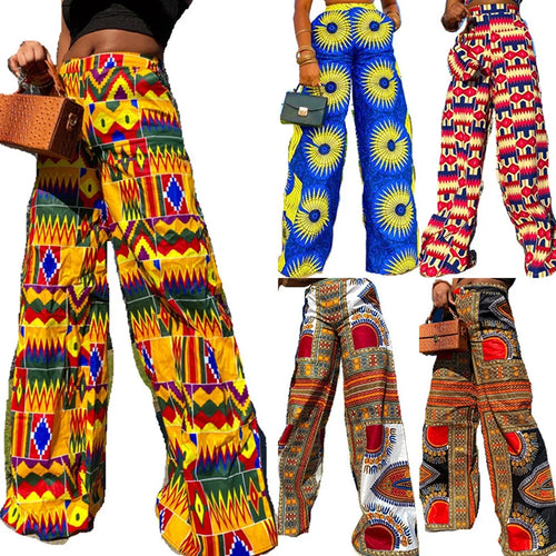 Afrocentric Boho Wide Leg Pants (Elastic Waist/Size S-XXL)