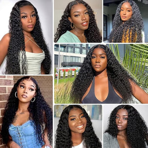 Deep Wave Lace Front Wigs Human Hair 4x4 HD Transparent Lace Closure Wig -Glueless 180% High Density Human Hair Wigs Pre Plucked with Baby Hair (20 inch)