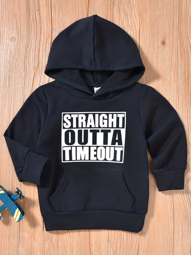 Children's STRAIGHT OUTTA TIMEOUT Letter Print Hoodie (Multiple Colors/Size 6M-6Y)