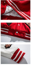 Load image into Gallery viewer, Patchwork  Embroidered Varsity Jacket (Available in Red and Black)