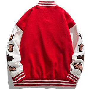 Patchwork  Embroidered Varsity Jacket (Available in Red and Black)