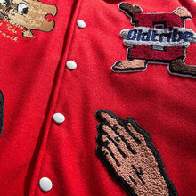 Load image into Gallery viewer, Patchwork  Embroidered Varsity Jacket (Available in Red and Black)