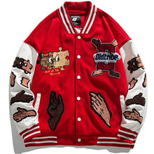 Load image into Gallery viewer, Patchwork  Embroidered Varsity Jacket (Available in Red and Black)