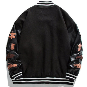 Patchwork  Embroidered Varsity Jacket (Available in Red and Black)