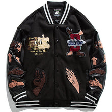 Load image into Gallery viewer, Patchwork  Embroidered Varsity Jacket (Available in Red and Black)