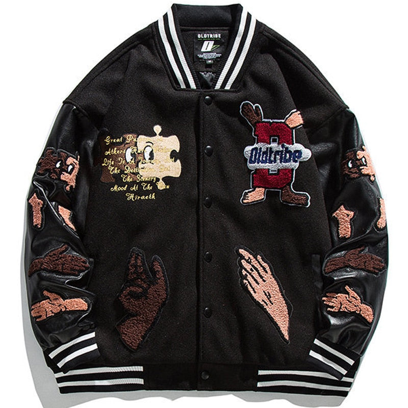 Patchwork  Embroidered Varsity Jacket (Available in Red and Black)