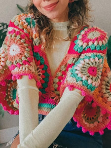 Bohemian Knitted Crochet Crop Sweater