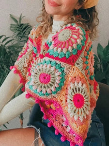 Bohemian Knitted Crochet Crop Sweater