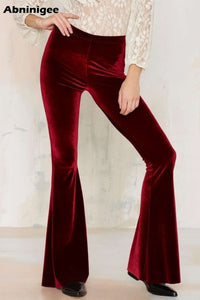 High Waist Velvet Flare Trousers